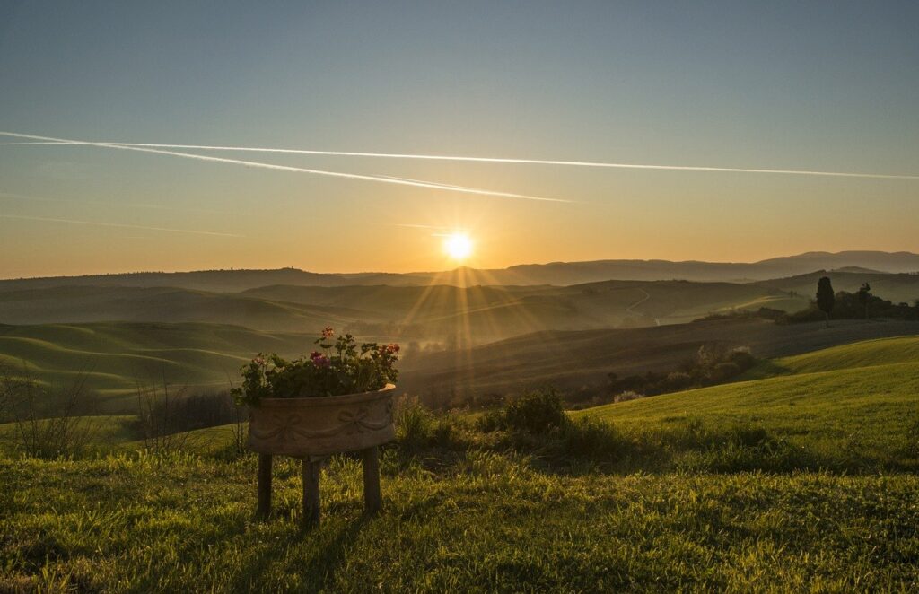 tuscany, landscape, sunset