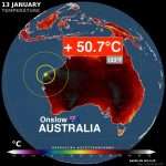 Caldo Record in Australia +50.7°C