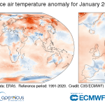 Gennaio 2022 il sesto più caldo a livello globale