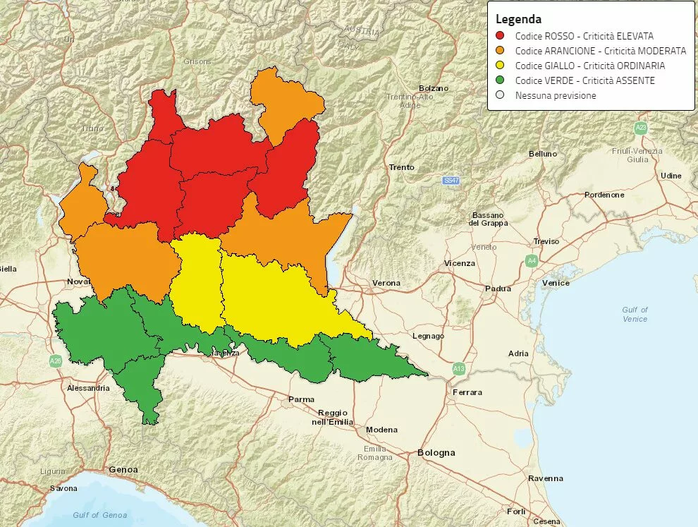 LOMBARDIA: Allerta Meteo ROSSA rischio Idrogeologico