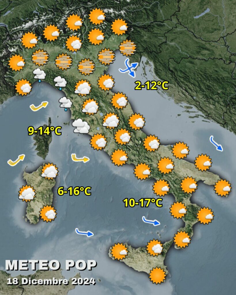 Previsioni Meteo: temperature in calo con pioggia, vento e neve in montagna